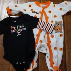 First Halloween onesie and footie pj